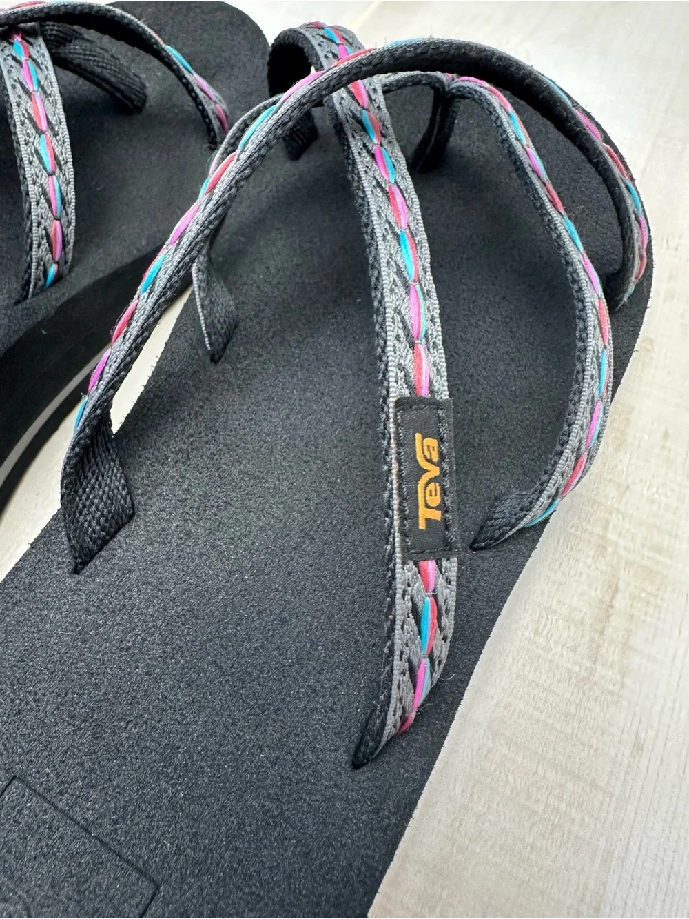 Teva Women's Olowahu Black Strappy Sandals with Multicolor Accents
